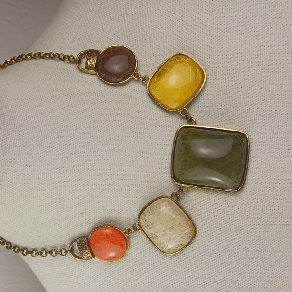 Vintage Modern Art Resin Crafted Multicolor Stone Necklace